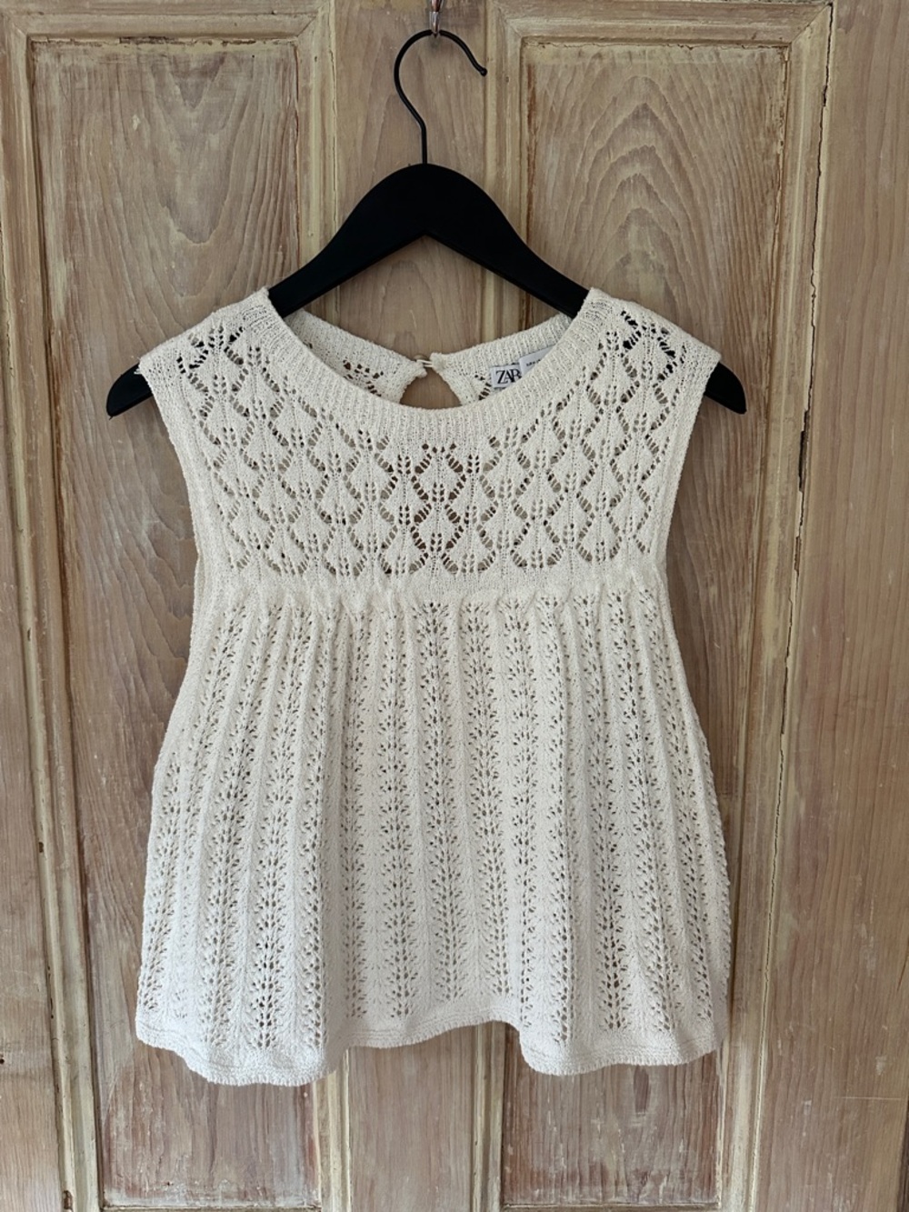Zara Cream Crochet Sleeveless Tank Top